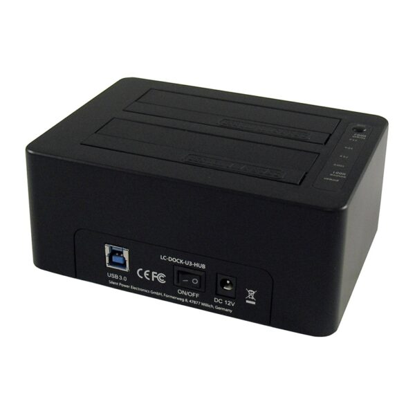 Hdd docking station LC Power LC-DOCK-U3-HUB - USB3.0 2x HDD/SSD + 3x USB3.0 HUB Black